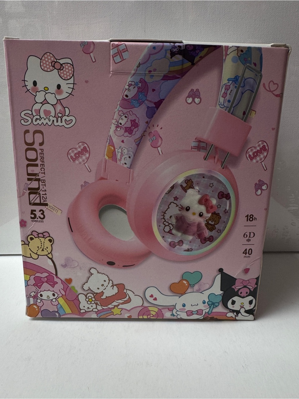 Hello Kitty Pink Over-Ear Wireless Headphones with Character Art